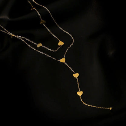 Two Layered Heart Drop Y-Necklace JLTN