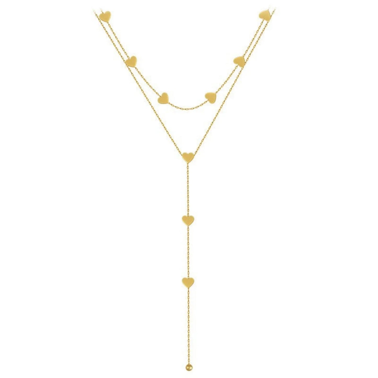 Two Layered Heart Drop Y-Necklace JLTN