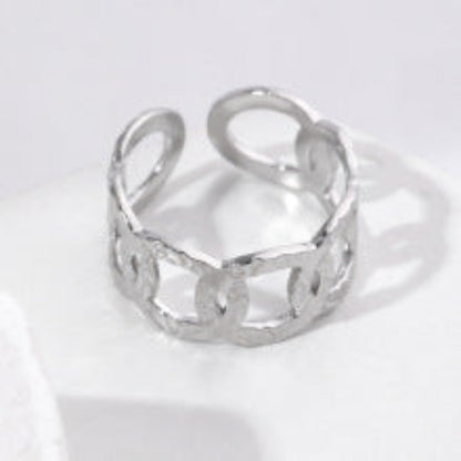 Textured Silver Chain Link Statement Ring JLTR0476 | Just Lil Things at Broadway