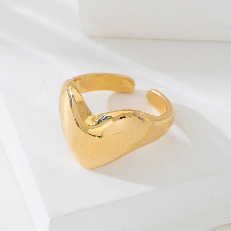 Golden Puff Heart Statement Ring JLTR0527 | Just Lil Things at Broadway