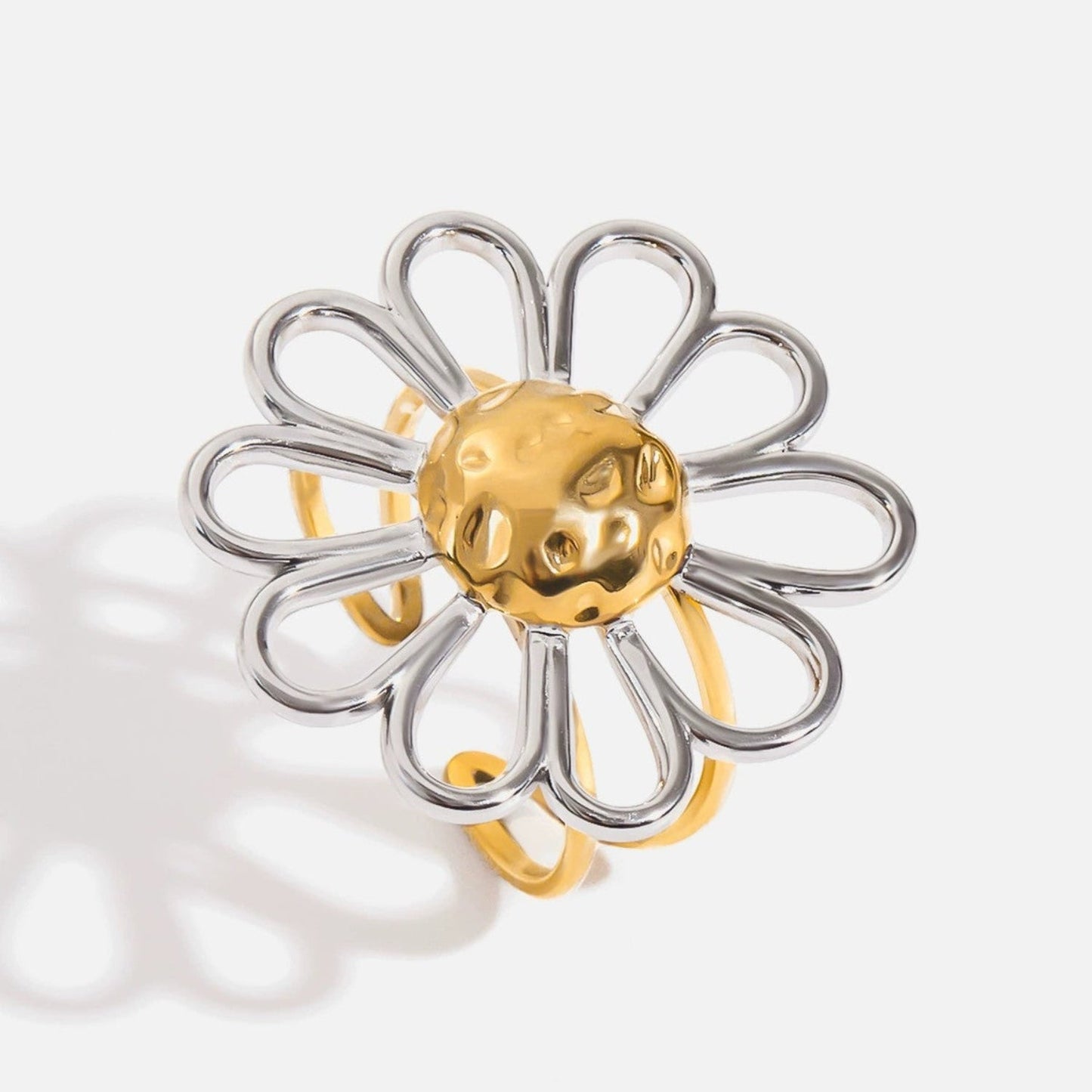 Bold Daisy Dual-Tone Adjustable Ring JLTR