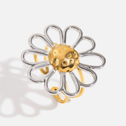 Bold Daisy Dual-Tone Adjustable Ring JLTR