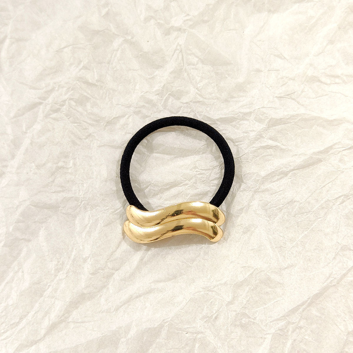 Gold Wave Hair Tie ‚Äì Minimal Sculpted Metallic Elastic JLTS0510 | Just Lil Things at Broadway