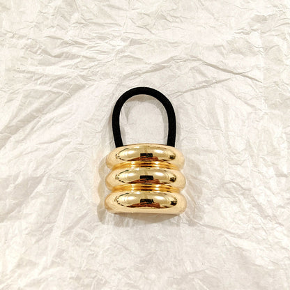 Triple Dome Gold Hair Tie ‚Äì Statement Metallic Elastic JLTS0514 | Just Lil Things at Broadway