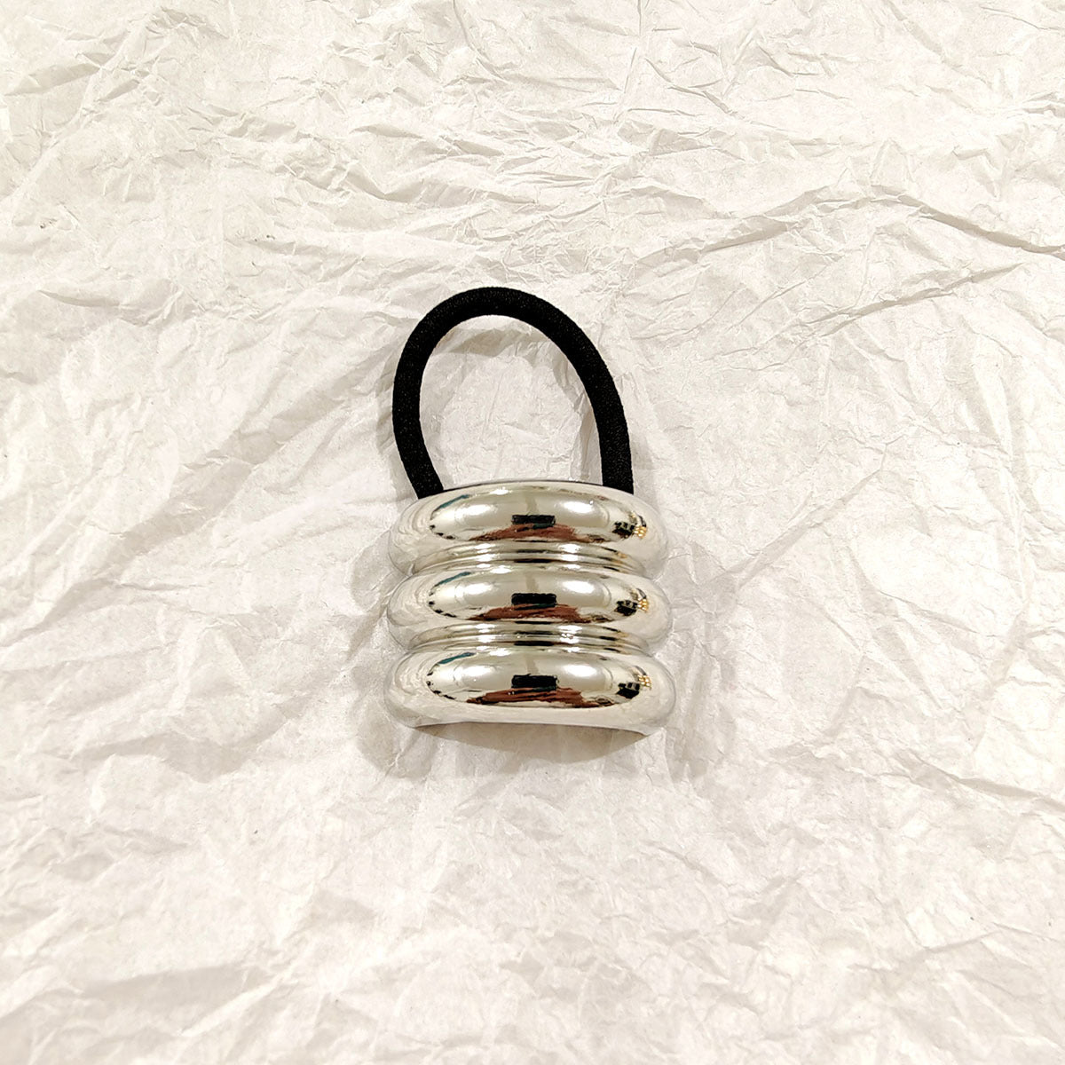 Triple Dome Silver Hair Tie ‚Äì Statement Metallic Elastic JLTS0515 | Just Lil Things at Broadway