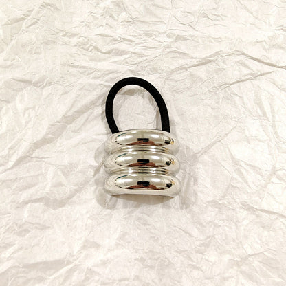 Triple Dome Silver Hair Tie ‚Äì Statement Metallic Elastic JLTS0515 | Just Lil Things at Broadway