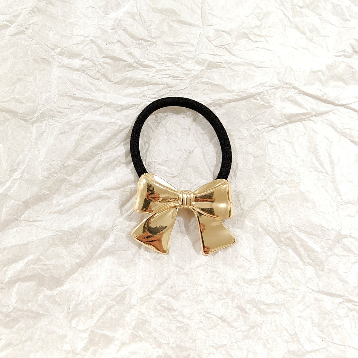 Glossy Gold Ribbon Bow Hair Ties JLTS0524 | Just Lil Things at Broadway