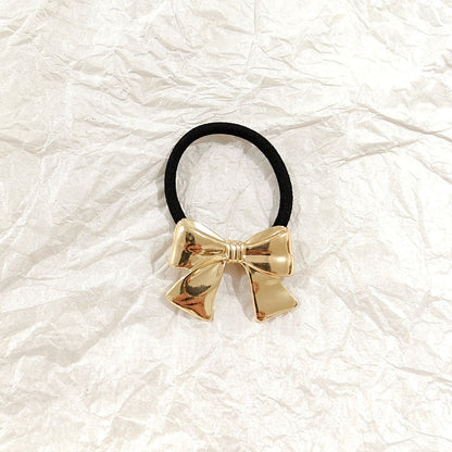 Glossy Gold Ribbon Bow Hair Ties JLTS0524 | Just Lil Things at Broadway