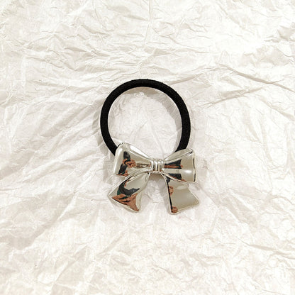 Shinny Silver Ribbon Bow Hair Tie JLTS0525 | Just Lil Things at Broadway