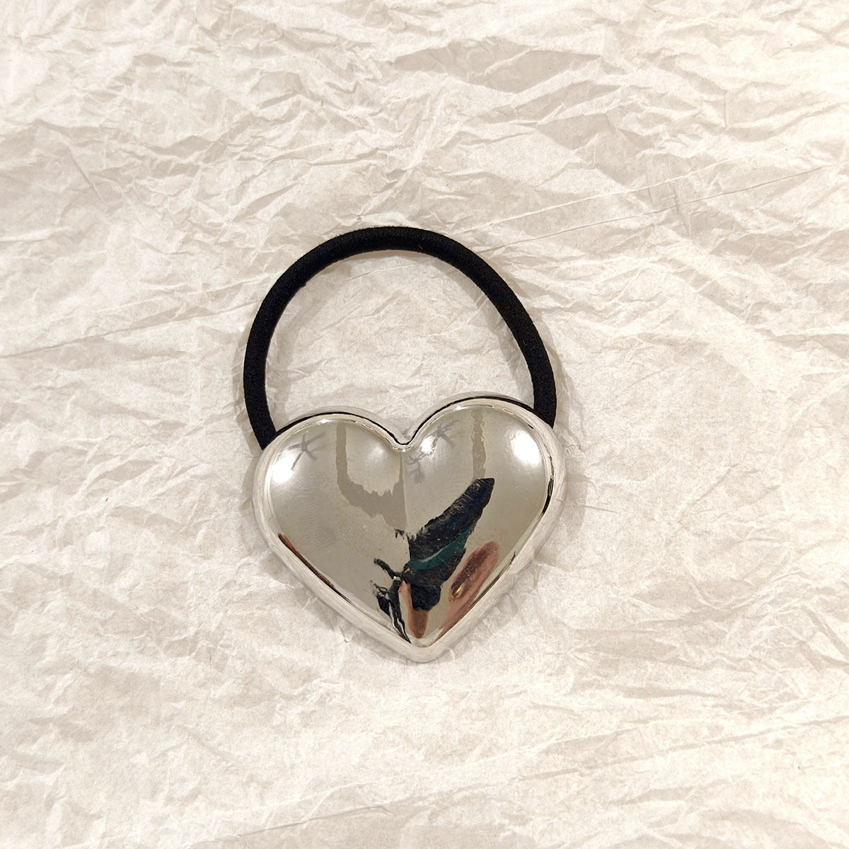 Silver Heart Hair Tie ‚Äì Metallic Statement Elastic JLTS0529 | Just Lil Things at Broadway