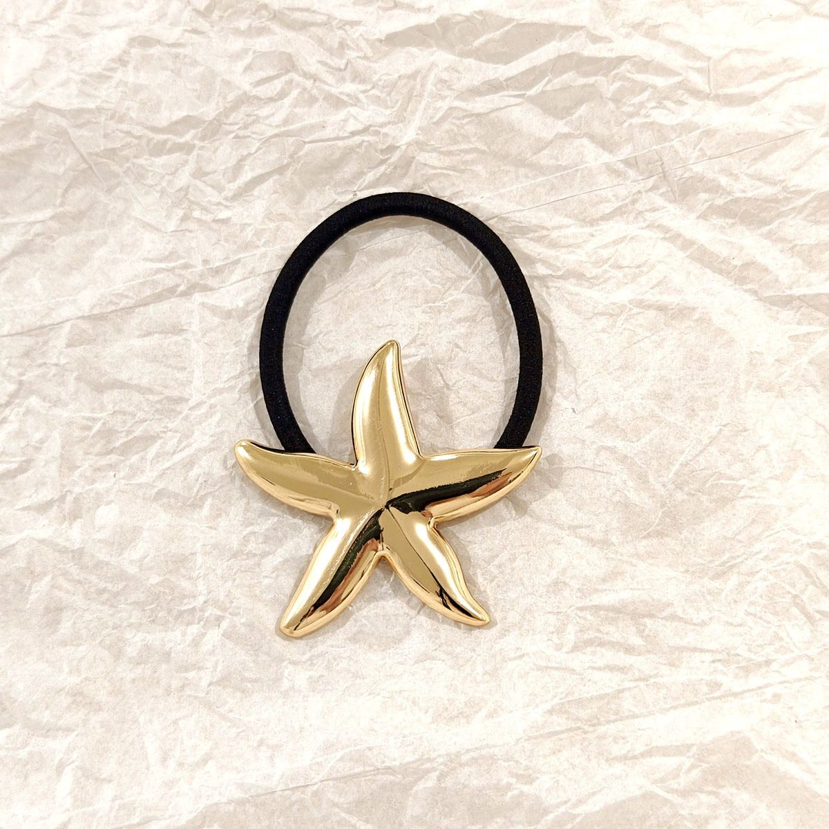 Gold Starfish Hair Tie ‚Äì Ocean-Inspired Metallic Elastic JLTS0548 | Just Lil Things at Broadway