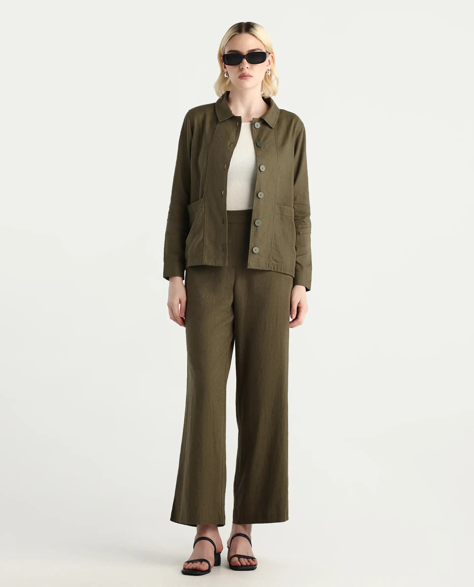 JOMOW T Womens Shacket Olive | RAREISM at Broadway