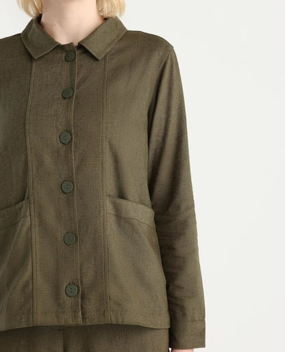JOMOW T Womens Shacket Olive | RAREISM at Broadway
