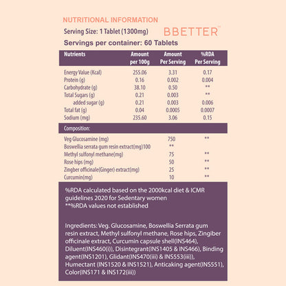 BBETTER Joint Support - With Veg Glucosamine & MSM for Joint Pain & Inflammation Relief | Bbetter at Broadway