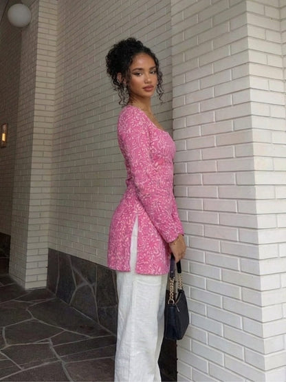 Jasmin Pink Full Sleeve Kurti