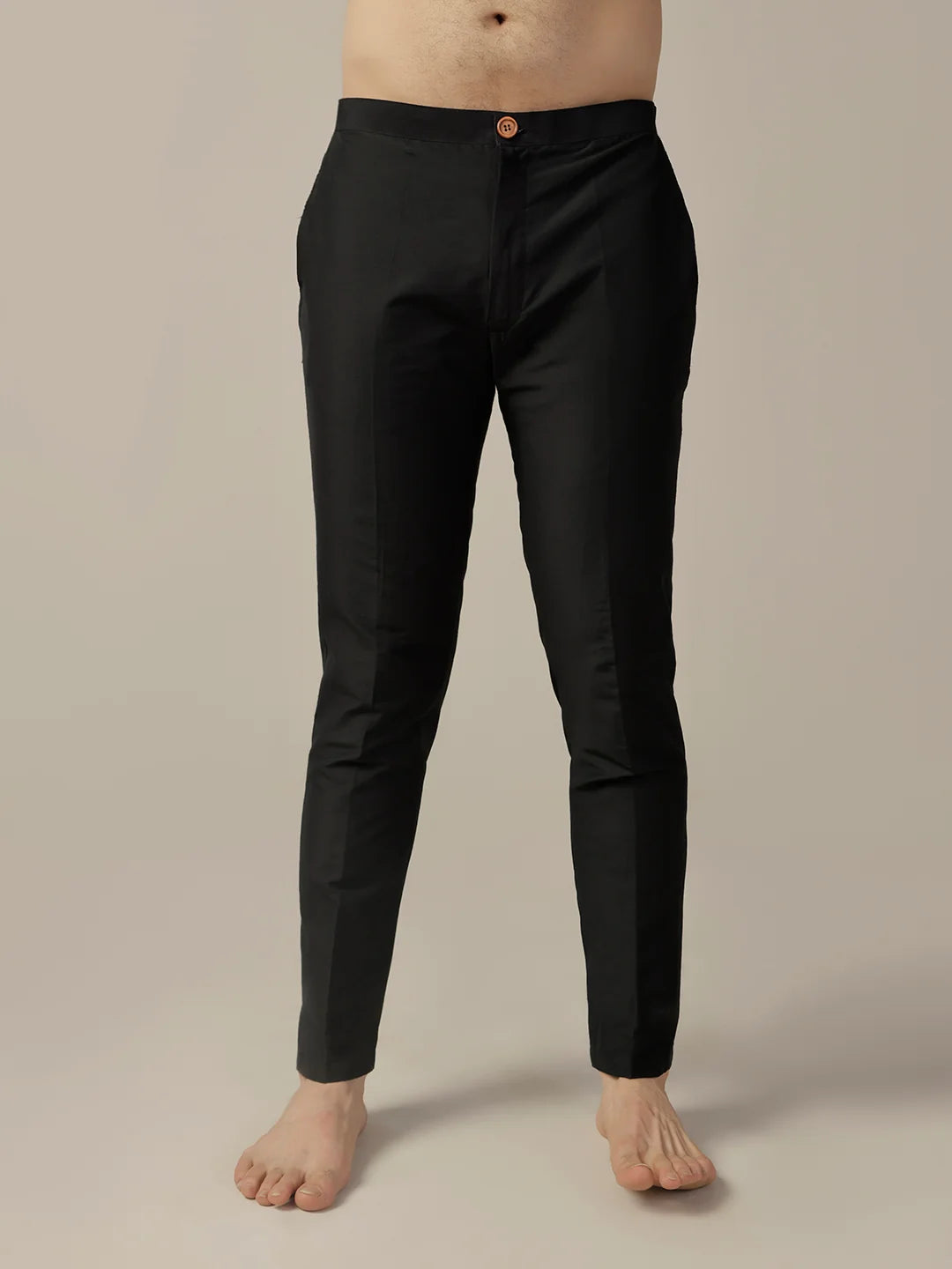 Kisah Men's Black Regular Trouser