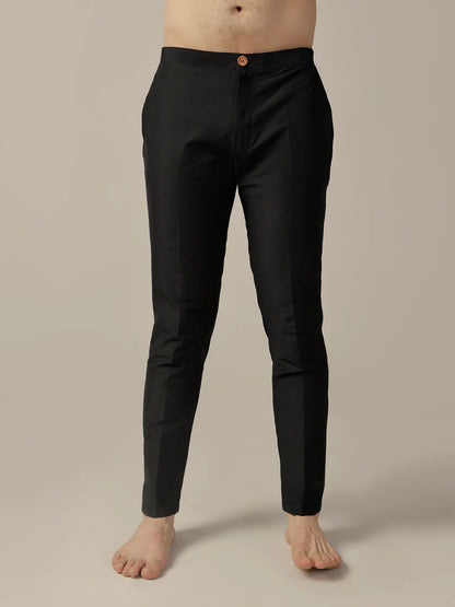 Kisah Men's Black Regular Trouser