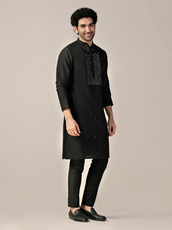 Kisah Men's Black Long Kurta