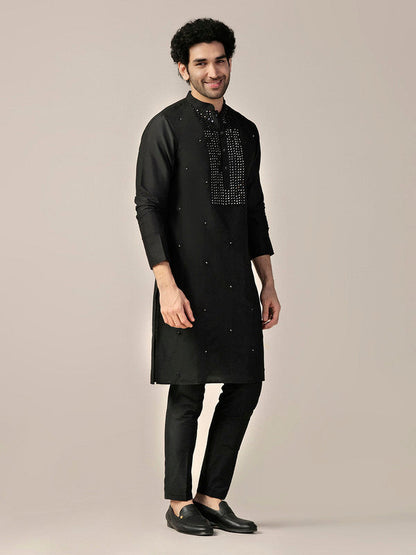 Kisah Men's Black Long Kurta