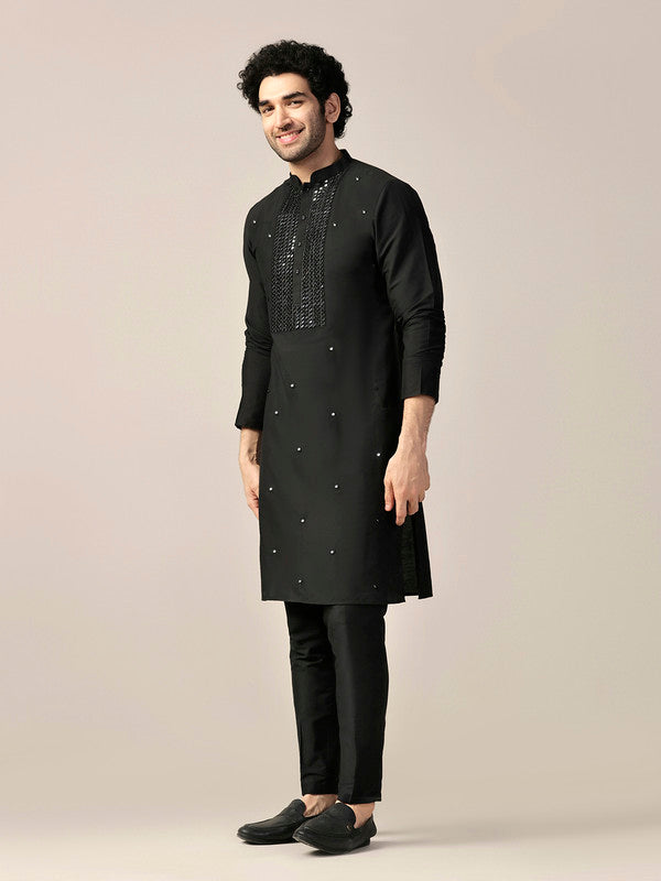 Kisah Men's Black Long Kurta