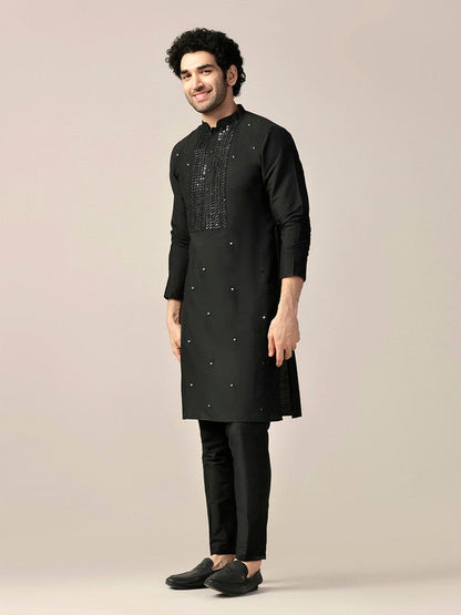 Kisah Men's Black Long Kurta