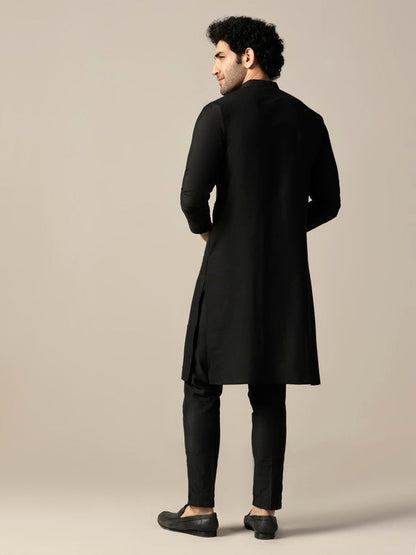 Kisah Men's Black Long Kurta