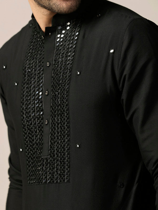Kisah Men's Black Long Kurta
