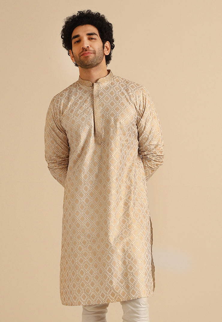 Kisah Men's Beige Long Kurta