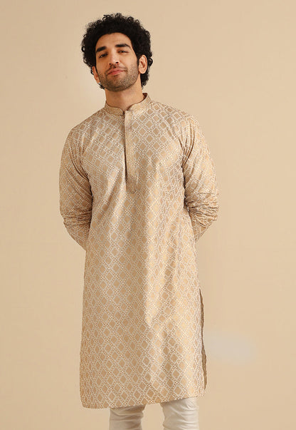 Kisah Men's Beige Long Kurta
