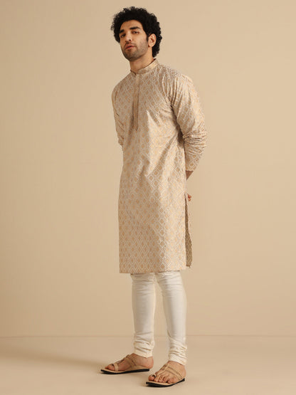 Kisah Men's Beige Long Kurta