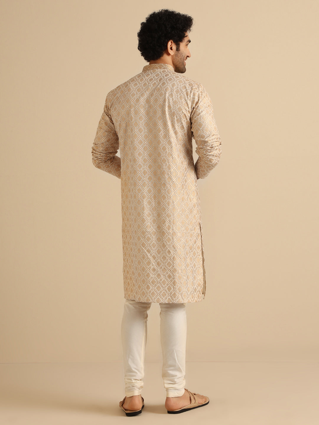 Kisah Men's Beige Long Kurta