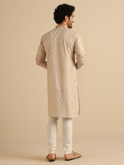 Kisah Men's Beige Long Kurta