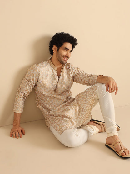 Kisah Men's Beige Long Kurta