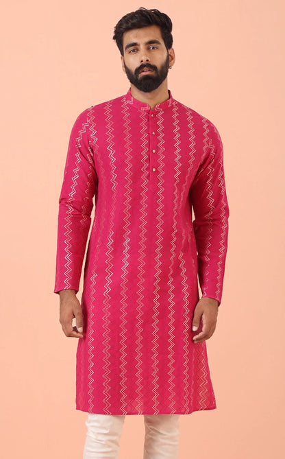 Kisah Men's Hot-Pink Long Kurta