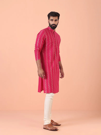 Kisah Men's Hot-Pink Long Kurta