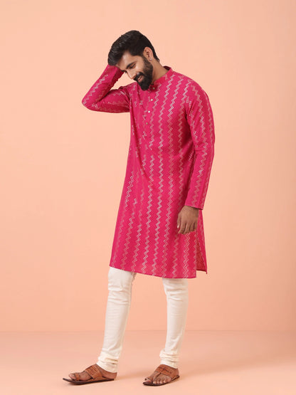 Kisah Men's Hot-Pink Long Kurta