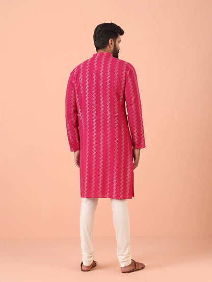 Kisah Men's Hot-Pink Long Kurta