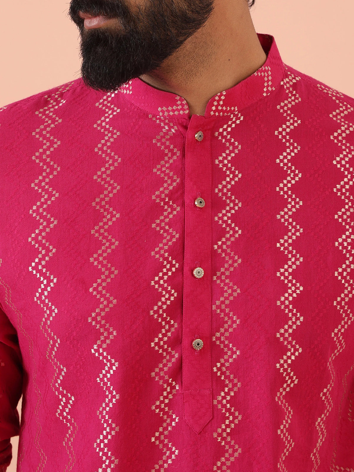 Kisah Men's Hot-Pink Long Kurta