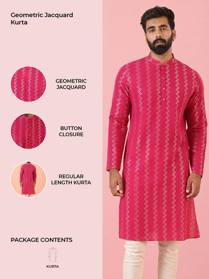 Kisah Men's Hot-Pink Long Kurta
