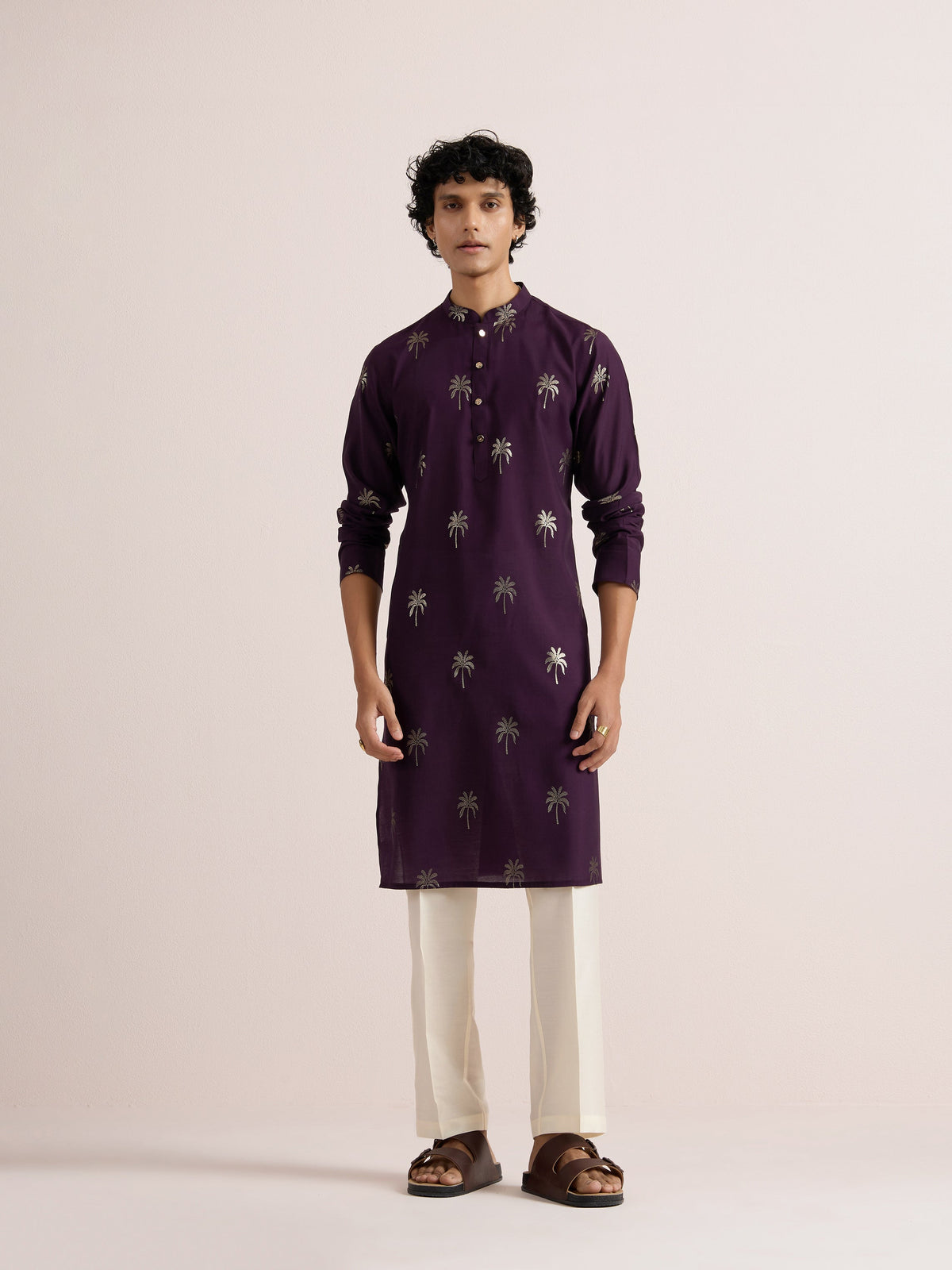 Kisah Men's Deep-Purple Long Kurta