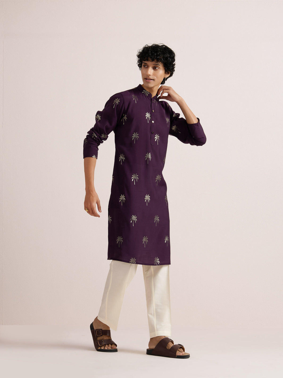 Kisah Men's Deep-Purple Long Kurta