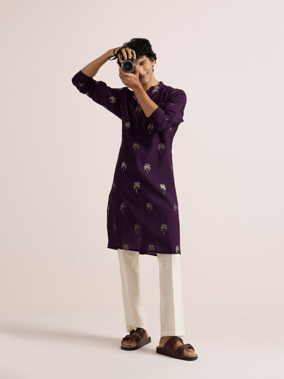 Kisah Men's Deep-Purple Long Kurta