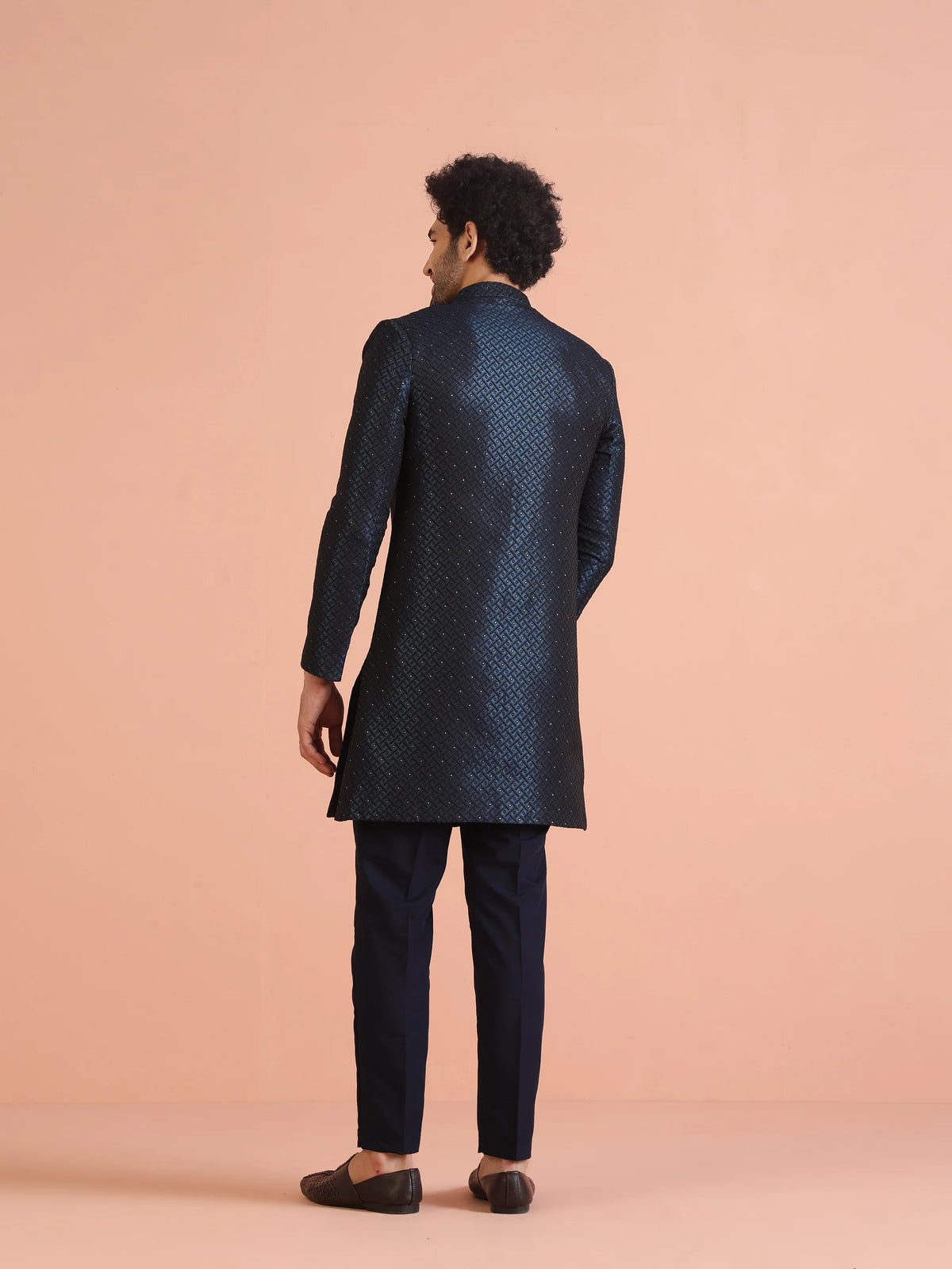 Kisah Men's Dark-Blue Regular Trouser