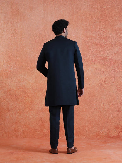 Kisah Men's Navy-Blue Regular Trouser
