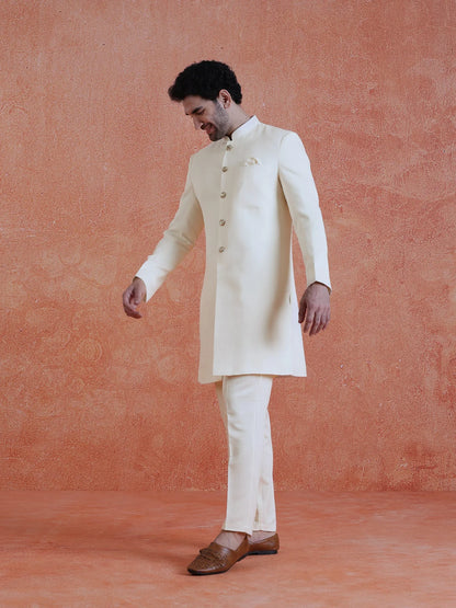 Kisah Men's White Regular Trouser