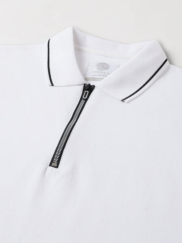 White Tipped Collar Polo T-Shirt