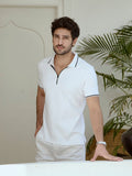 White Tipped Collar Polo T-Shirt | Kingdom Of White at Broadway