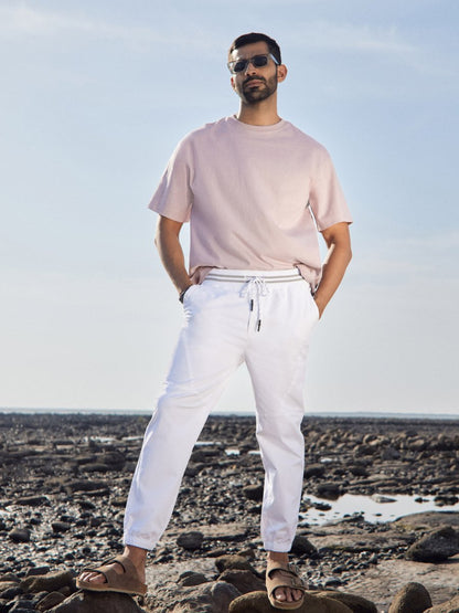 White Solid Jogger Pants