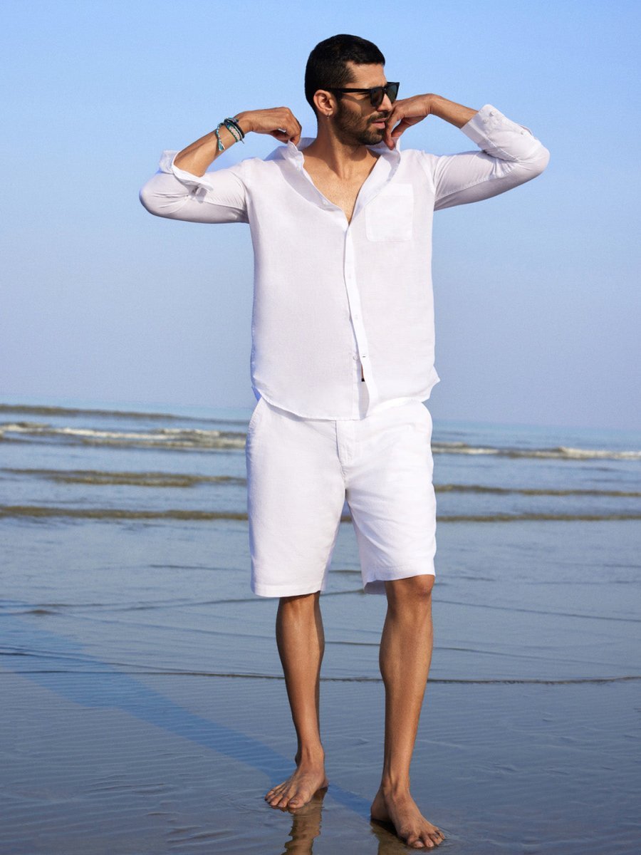 Zephyr Cotton Linen Shirt - Mandarin Collar | Kingdom Of White at Broadway