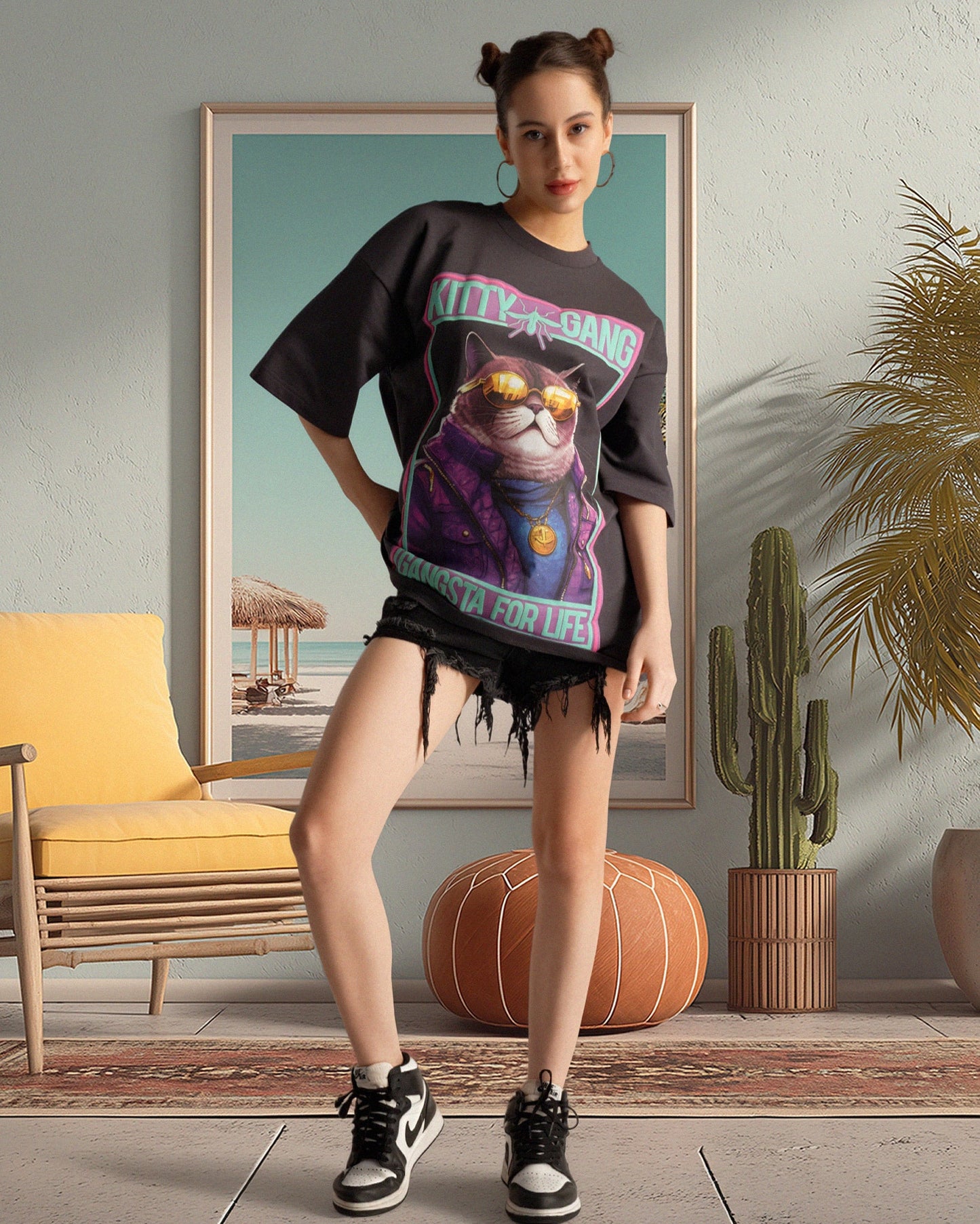 Kitty Gang Tee - Dark Ash | Crazy Mosquitoes at Broadway